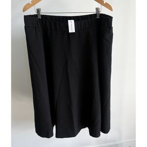 Lane Bryant Lena Midi Circle Skirt Size 16 Black Pull On Stretch Business Office